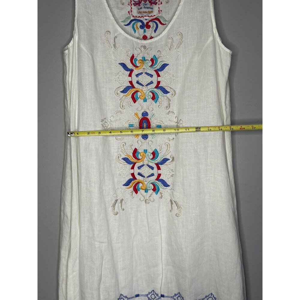 JW Johnny Was Women's Size Medium White Embroidered Tunic Mini Dress Sleeveless - Picture 2 of 6